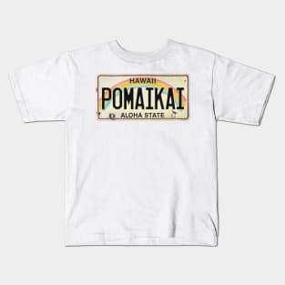 Pomaikai Vintage Hawaii License Plate Kids T-Shirt